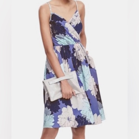 Banana Republic Strappy Crossover Blue Floral Dress - Picture 1 of 7